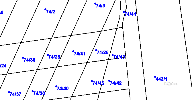 Parcela st. 74/26 v KÚ Klečůvka, Katastrální mapa