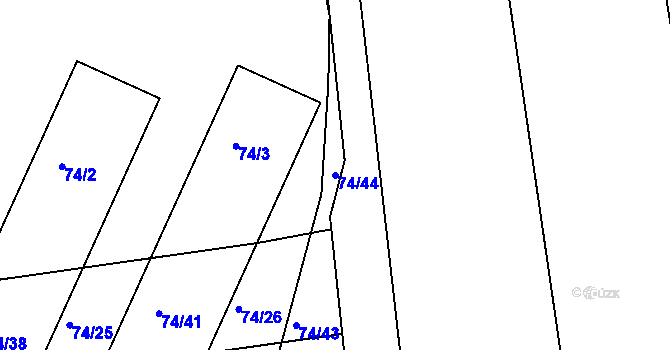 Parcela st. 74/44 v KÚ Klečůvka, Katastrální mapa