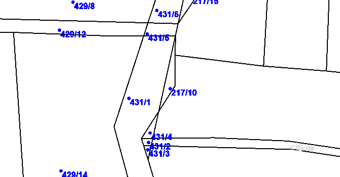 Parcela st. 217/10 v KÚ Klečůvka, Katastrální mapa