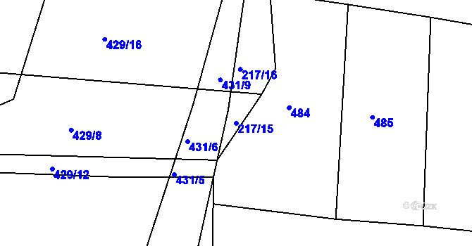 Parcela st. 217/15 v KÚ Klečůvka, Katastrální mapa