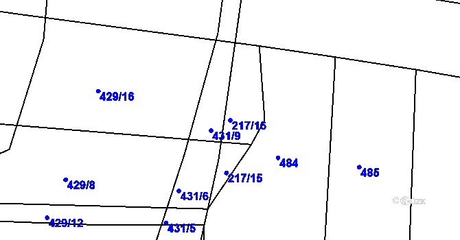 Parcela st. 217/16 v KÚ Klečůvka, Katastrální mapa