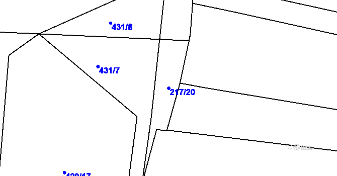 Parcela st. 217/20 v KÚ Klečůvka, Katastrální mapa