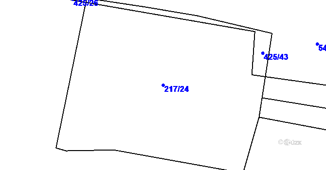 Parcela st. 217/24 v KÚ Klečůvka, Katastrální mapa