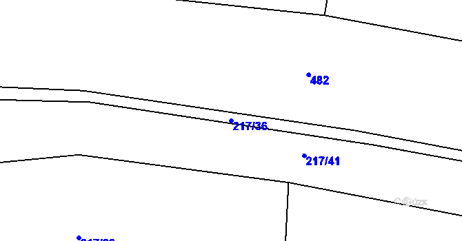 Parcela st. 217/36 v KÚ Klečůvka, Katastrální mapa