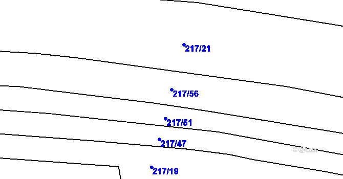 Parcela st. 217/56 v KÚ Klečůvka, Katastrální mapa