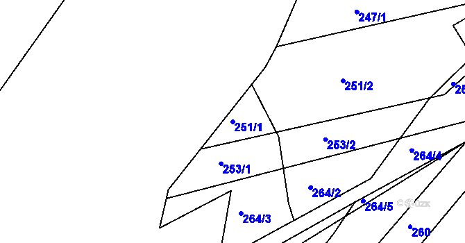 Parcela st. 251/1 v KÚ Klečůvka, Katastrální mapa