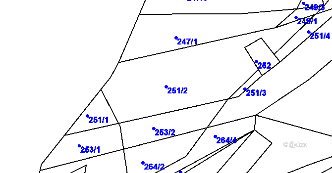 Parcela st. 251/2 v KÚ Klečůvka, Katastrální mapa
