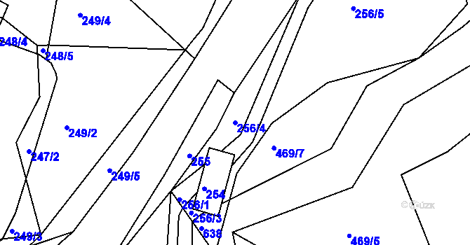 Parcela st. 256/4 v KÚ Klečůvka, Katastrální mapa