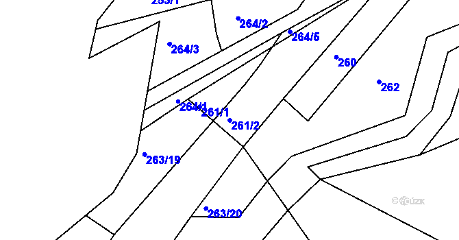 Parcela st. 261/2 v KÚ Klečůvka, Katastrální mapa