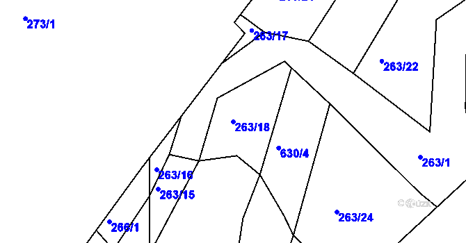 Parcela st. 263/18 v KÚ Klečůvka, Katastrální mapa