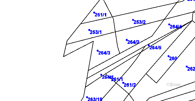 Parcela st. 264/3 v KÚ Klečůvka, Katastrální mapa