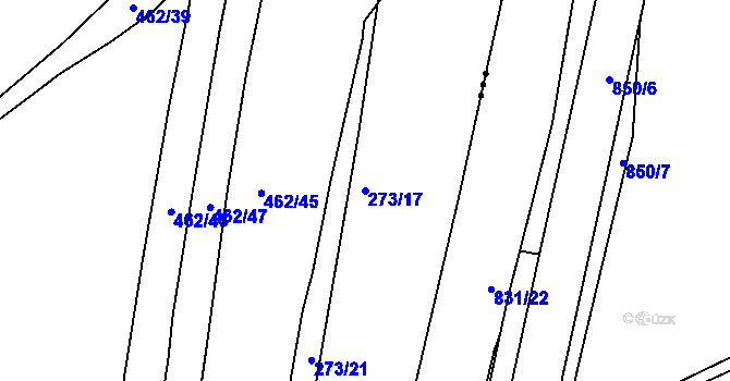 Parcela st. 273/17 v KÚ Klečůvka, Katastrální mapa