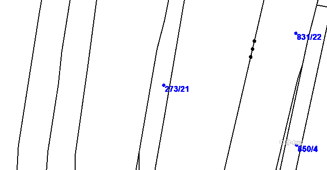 Parcela st. 273/21 v KÚ Klečůvka, Katastrální mapa