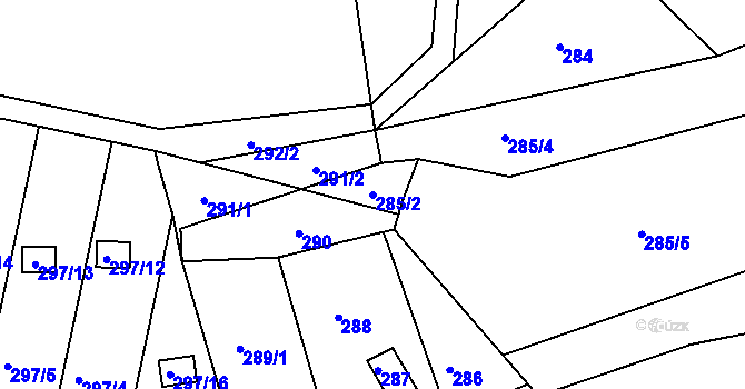 Parcela st. 285/2 v KÚ Klečůvka, Katastrální mapa