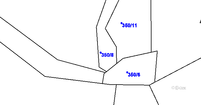 Parcela st. 350/8 v KÚ Klečůvka, Katastrální mapa