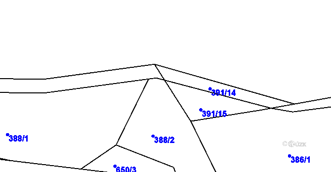 Parcela st. 389/2 v KÚ Klečůvka, Katastrální mapa
