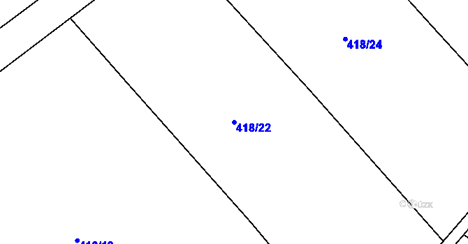Parcela st. 418/22 v KÚ Klečůvka, Katastrální mapa