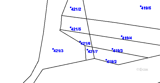 Parcela st. 421/6 v KÚ Klečůvka, Katastrální mapa
