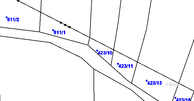Parcela st. 423/10 v KÚ Klečůvka, Katastrální mapa