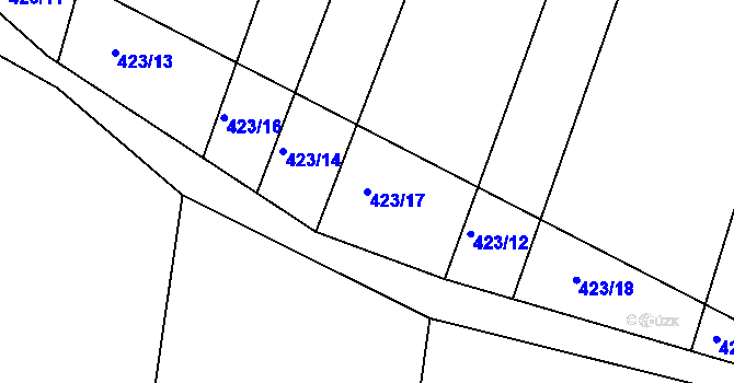 Parcela st. 423/17 v KÚ Klečůvka, Katastrální mapa