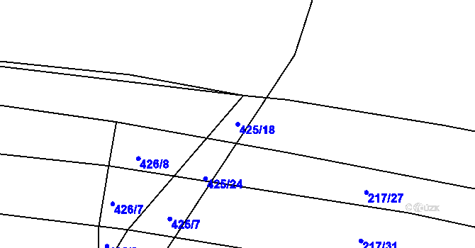 Parcela st. 425/18 v KÚ Klečůvka, Katastrální mapa