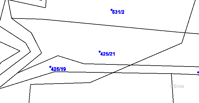Parcela st. 425/21 v KÚ Klečůvka, Katastrální mapa