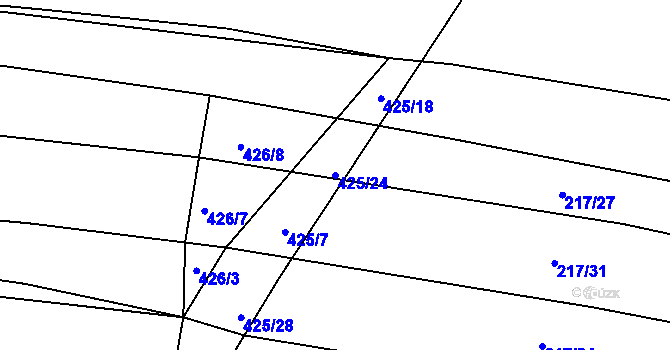 Parcela st. 425/24 v KÚ Klečůvka, Katastrální mapa