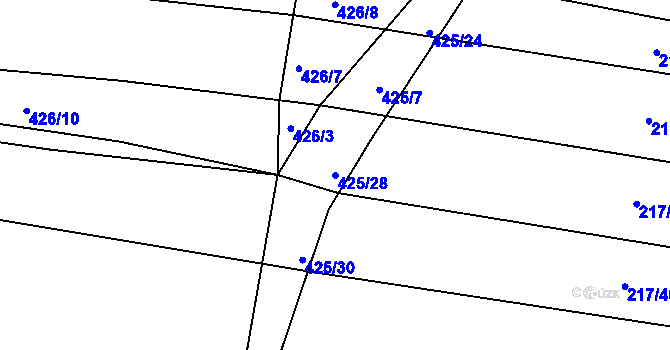 Parcela st. 425/28 v KÚ Klečůvka, Katastrální mapa