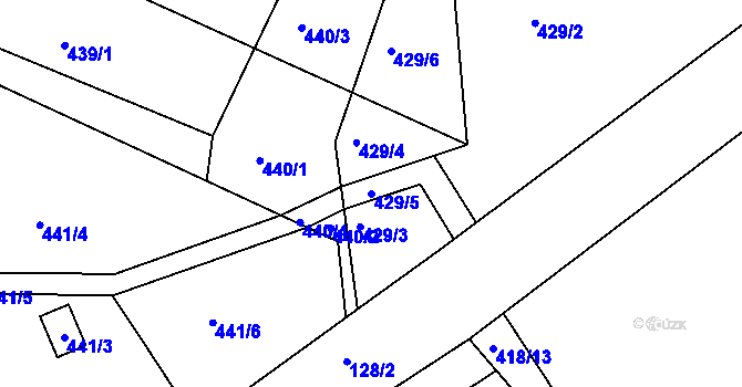 Parcela st. 429/5 v KÚ Klečůvka, Katastrální mapa