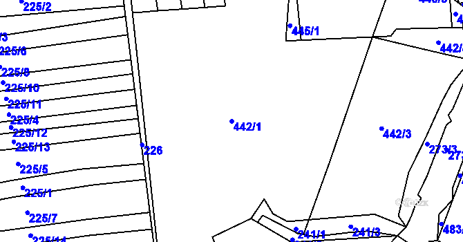 Parcela st. 442/1 v KÚ Klečůvka, Katastrální mapa
