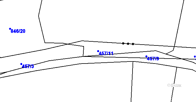 Parcela st. 457/11 v KÚ Klečůvka, Katastrální mapa