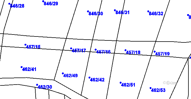 Parcela st. 457/16 v KÚ Klečůvka, Katastrální mapa