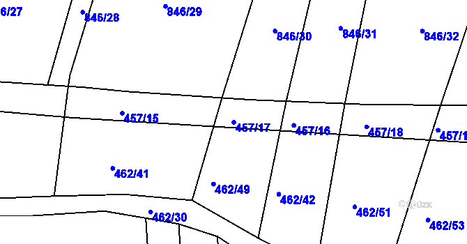 Parcela st. 457/17 v KÚ Klečůvka, Katastrální mapa