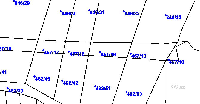 Parcela st. 457/18 v KÚ Klečůvka, Katastrální mapa