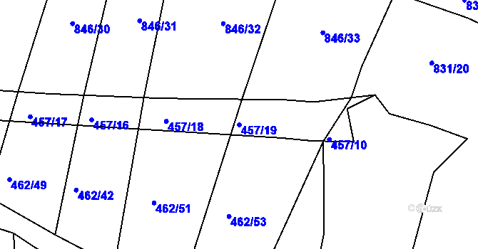 Parcela st. 457/19 v KÚ Klečůvka, Katastrální mapa