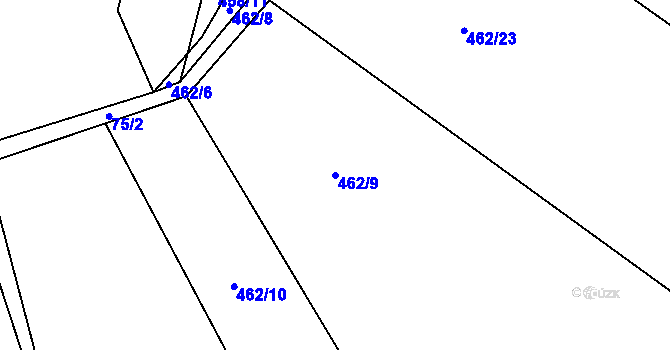 Parcela st. 462/9 v KÚ Klečůvka, Katastrální mapa