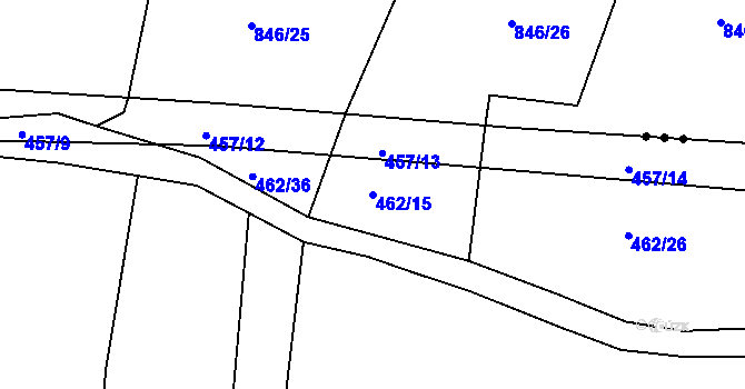 Parcela st. 462/15 v KÚ Klečůvka, Katastrální mapa