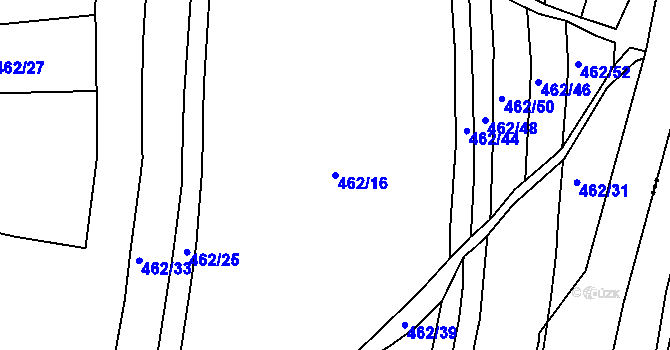 Parcela st. 462/16 v KÚ Klečůvka, Katastrální mapa