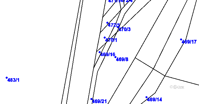 Parcela st. 469/16 v KÚ Klečůvka, Katastrální mapa