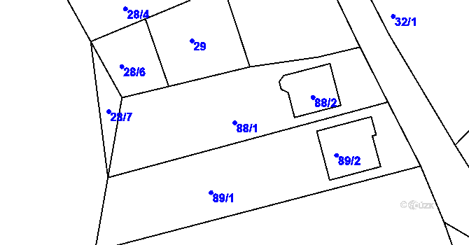 Parcela st. 88/1 v KÚ Klečůvka, Katastrální mapa
