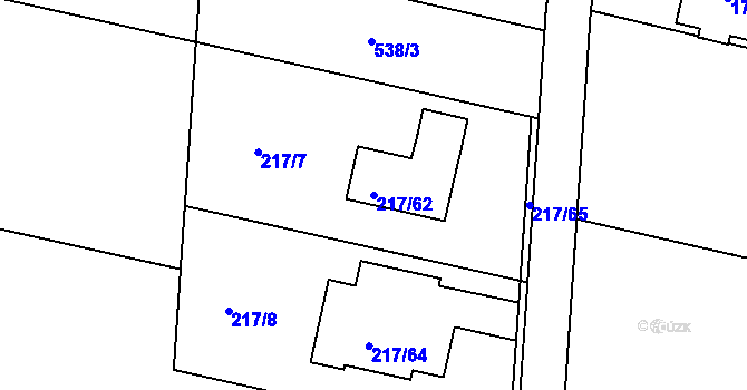 Parcela st. 217/62 v KÚ Klečůvka, Katastrální mapa