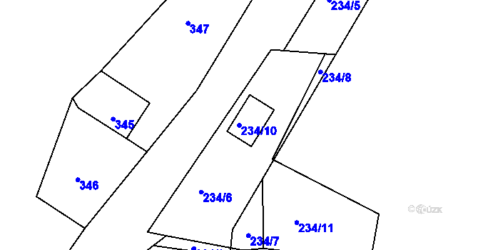 Parcela st. 234/10 v KÚ Klečůvka, Katastrální mapa