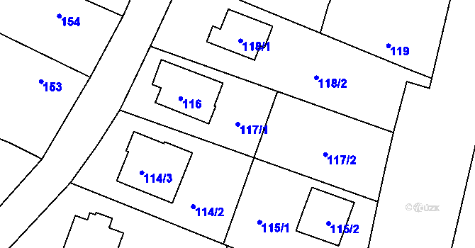 Parcela st. 117/1 v KÚ Klečůvka, Katastrální mapa