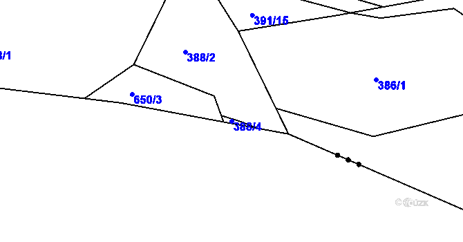 Parcela st. 388/4 v KÚ Klečůvka, Katastrální mapa