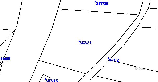 Parcela st. 357/21 v KÚ Klečůvka, Katastrální mapa
