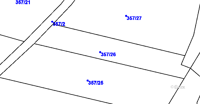 Parcela st. 357/26 v KÚ Klečůvka, Katastrální mapa