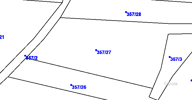 Parcela st. 357/27 v KÚ Klečůvka, Katastrální mapa