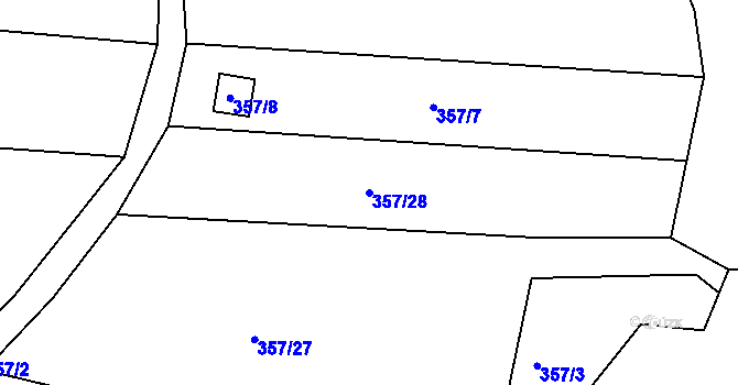 Parcela st. 357/28 v KÚ Klečůvka, Katastrální mapa
