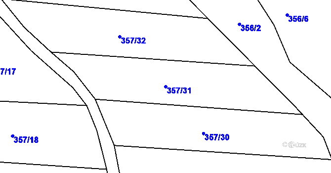Parcela st. 357/31 v KÚ Klečůvka, Katastrální mapa