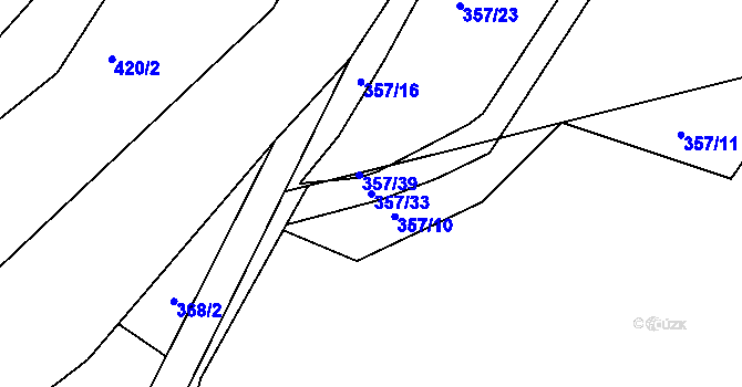 Parcela st. 357/33 v KÚ Klečůvka, Katastrální mapa